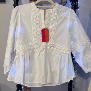 Vilagallo White Embroidered Blouse